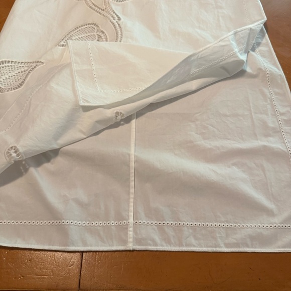 Venroy Cotton Maxi Skirt in White Sz L Floral Embroidered Side Slit Semi Sheer - Picture 7 of 15